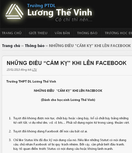 Quy định "gây sốc" của trường THPT Dân lập Lương Thế Vinh. Quy định