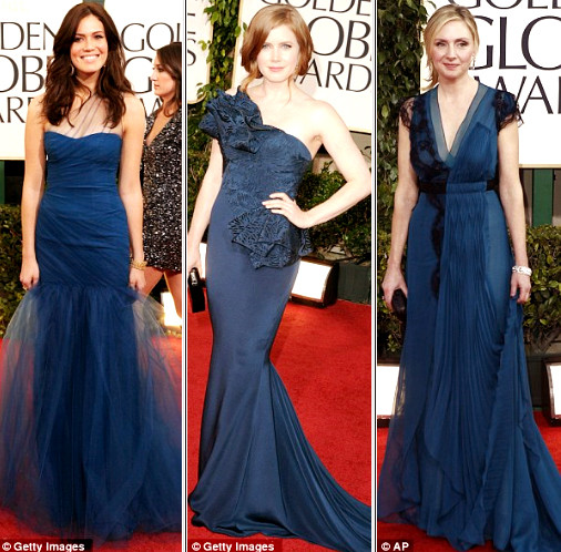 Sự xuất hiện đáng chú ý của gam màu hồng đào Angelina Jolie với chiếc váy màu xanh lộng lẫy sát vai cùng Brad Pitt Nicole Kidman và Heidi Klum Gam màu đen cổ điển, truyền thống, vẫn được ưa chuộng Helena Bonham Carte với đôi giày 2 màu và Julia Kurbatova trong chiếc váy màu xanh dương Sao đụng màu đỏ gợi cảm và quyến rũ Màu xanh dương đậm quý phái Màu trắng tinh khôi Gam màu vàng đem đến sự nổi bật cho các phái đẹp 2 quý cô béo Amber Riley and PGabourey Sidibe xuất hiện với những chiếc váy lấp lánh