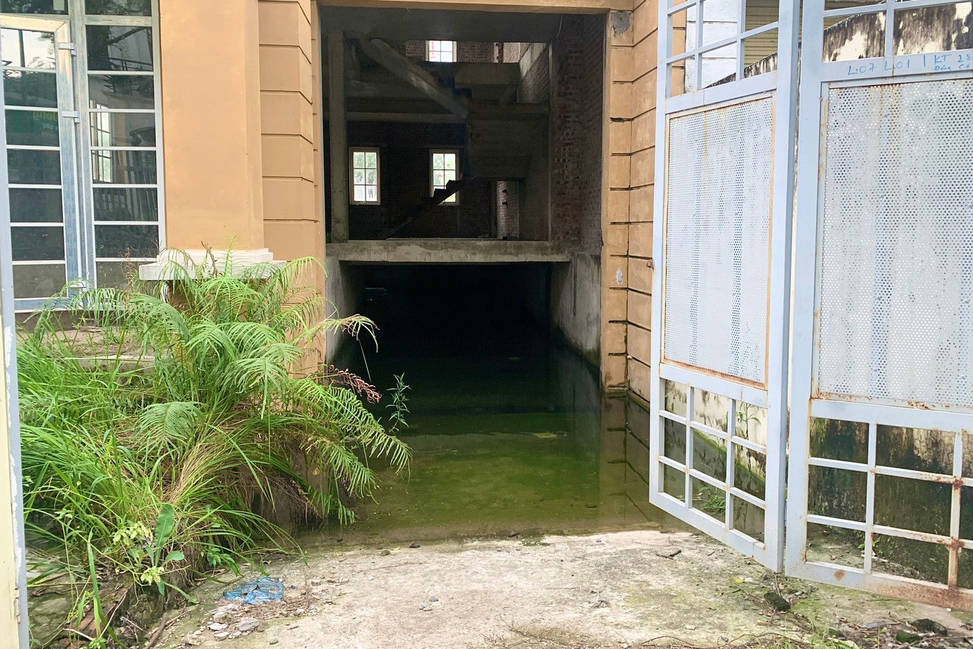 "Những căn biệt thự này bỏ hoang gần chục năm. Cứ mưa lớn là hầm đọng nước như này, gây ô nhiễm môi trường, bốc mùi hôi thối, là nơi ruồi muỗi phát triển, ảnh hưởng đến sinh hoạt trong khu vực", một người dân sống gần khu vực trên chia sẻ.