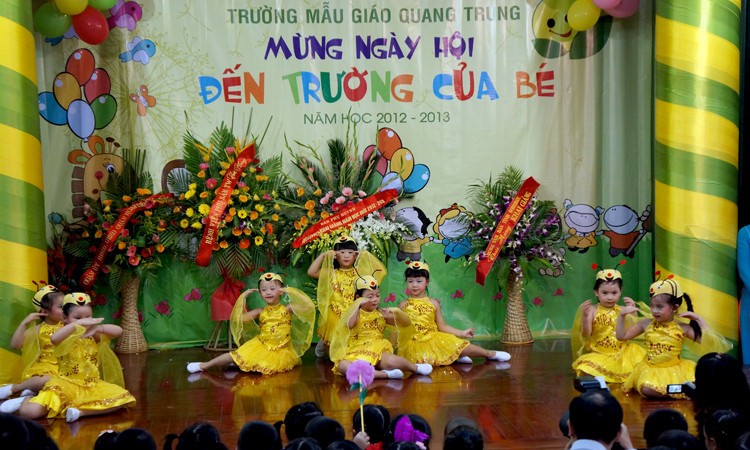 Tại trường mầm non Quang Trung (Đống Đa).