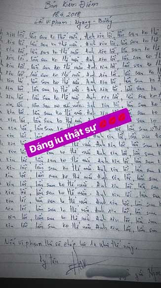 Bạn trai hot girl Ngọc Thảo viết bản kiểm điểm 'độc nhất vô nhị' ảnh 3