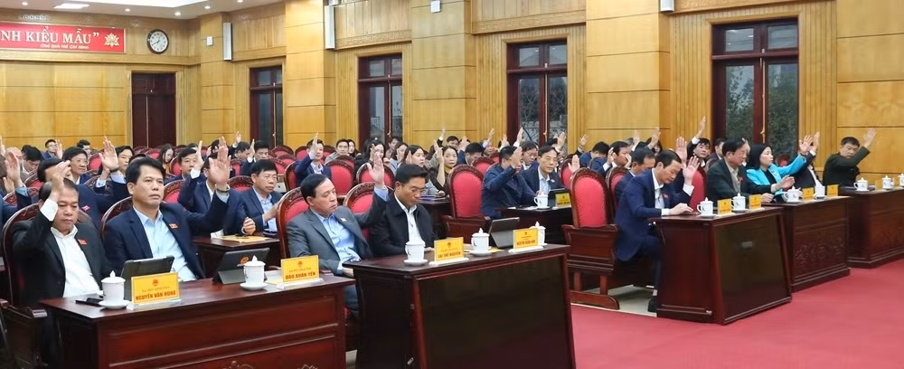 Các đại biểu biểu quyết thông qua các nghị quyết