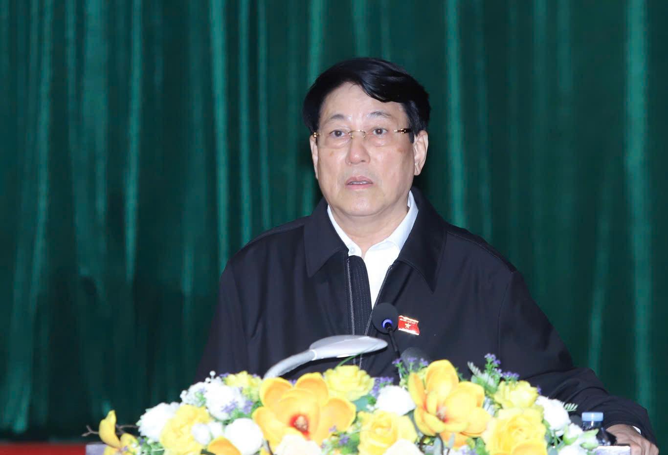 Chủ tịch nước Lương Cường phát biểu tại buổi tiếp xúc cử tri