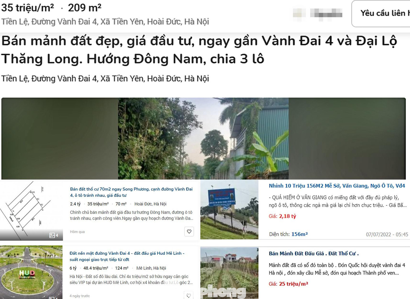 Giá đất và lượng tin rao bán đất nền "ăn theo" dự án đường Vành đai 4 liên tục tăng.