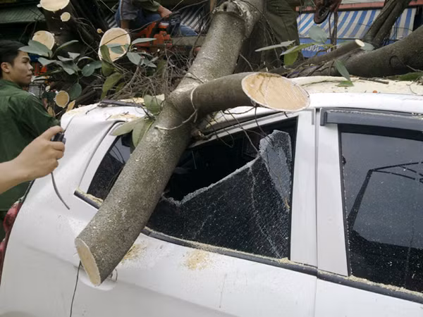 Chiếc ô tô bị hư hỏng nặng