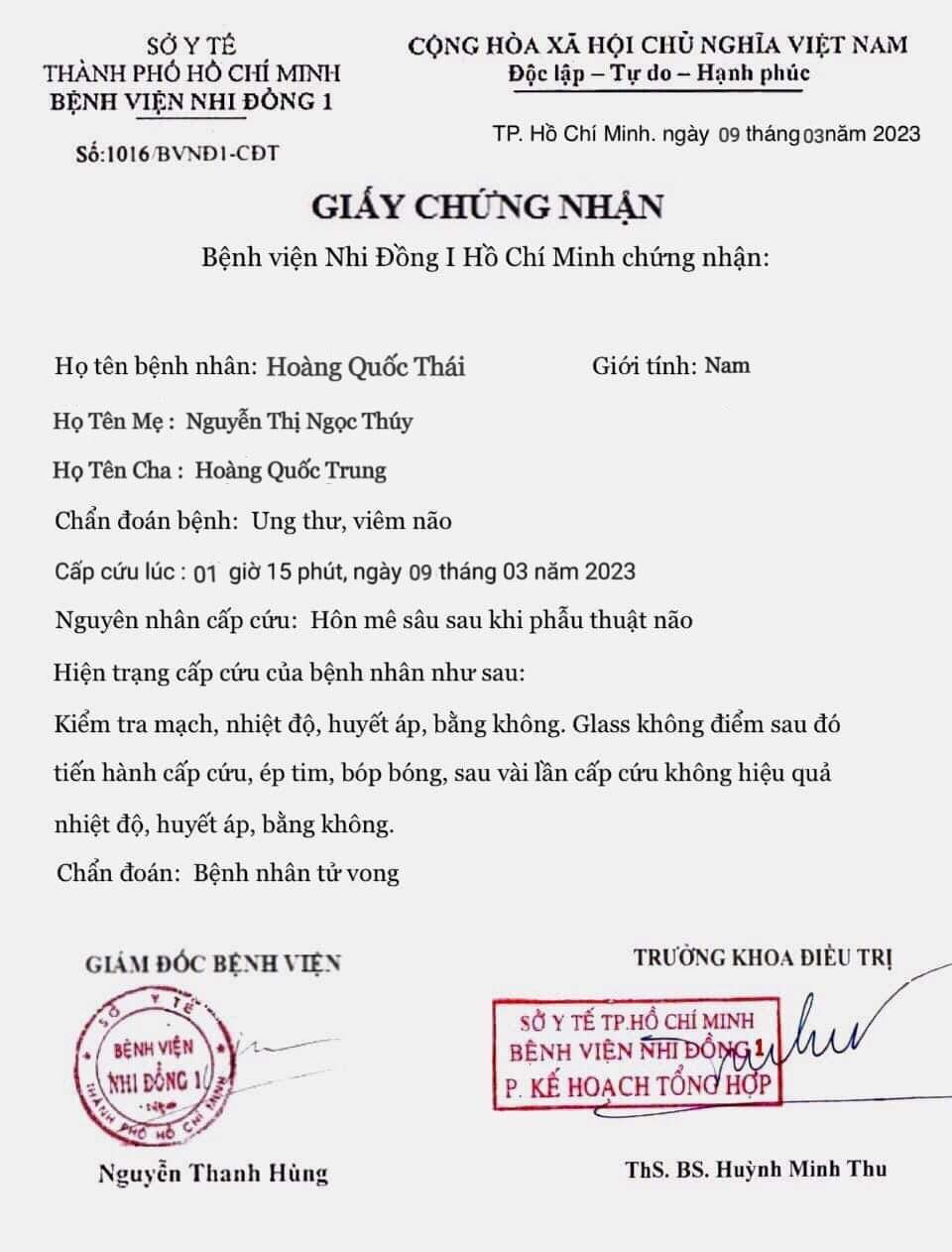Đại diện Bệnh viện Nhi đồng 1 khẳng định Giấy chứng nhận đối tượng sử dụng là giả mạo. Đại diện Bệnh viện Nhi đồng 1 khẳng định Giấy chứng nhận đối tượng sử dụng là giả mạo.