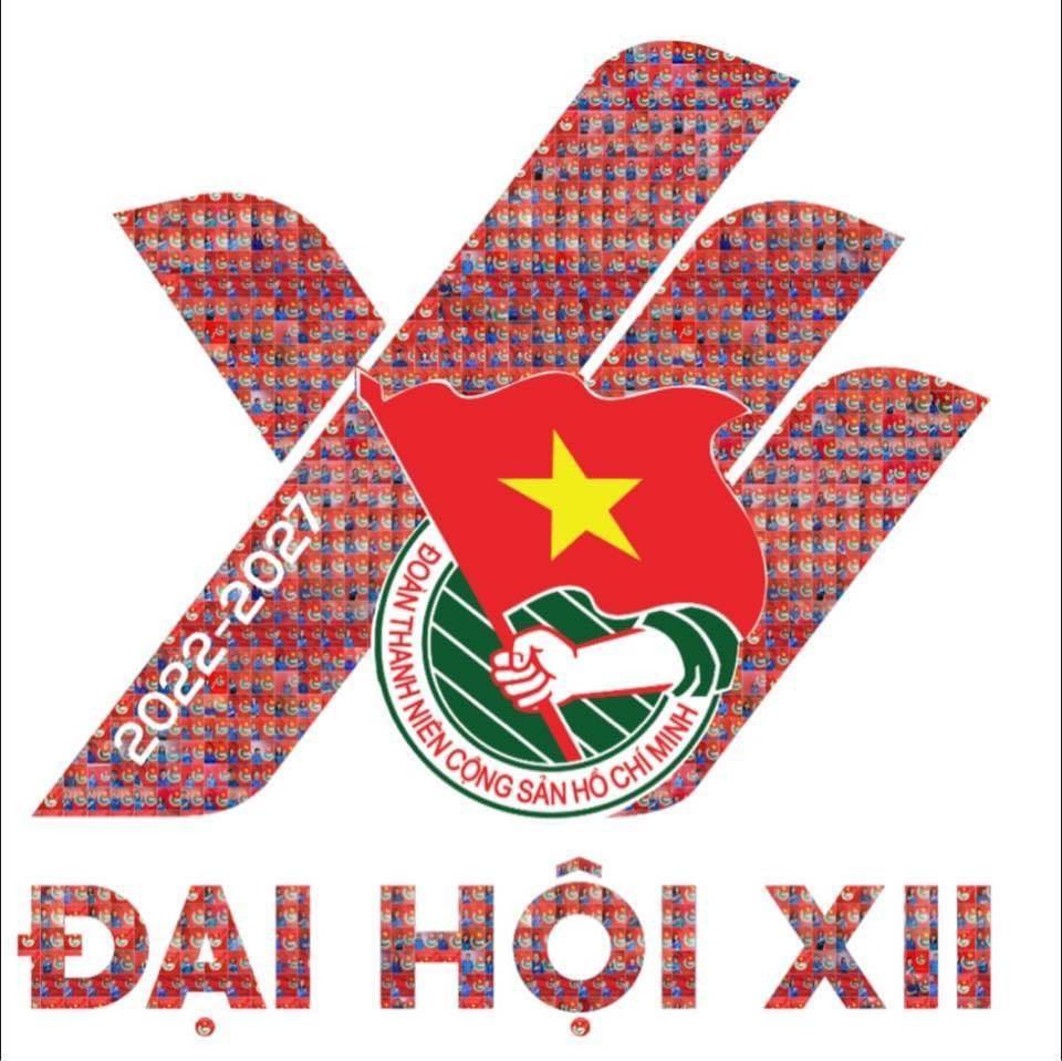 Hình ảnh được xếp tạo hình thành khối biểu trưng Đại hội Đoàn toàn quốc lần thứ XII