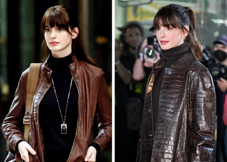 Ảnh bên trái là Anne thủ vai Andy vào năm 2006, ảnh bên phải là Anne của năm 2022, tái hiện hình tượng Andy với áo khoác da và áo len cổ lọ cùng kiểu tóc đuôi ngựa, mái ngang. Ảnh bên trái là Anne thủ vai Andy vào năm 2006, ảnh bên phải là Anne của năm 2022, tái hiện hình tượng Andy với áo khoác da và áo len cổ lọ cùng kiểu tóc đuôi ngựa, mái ngang.