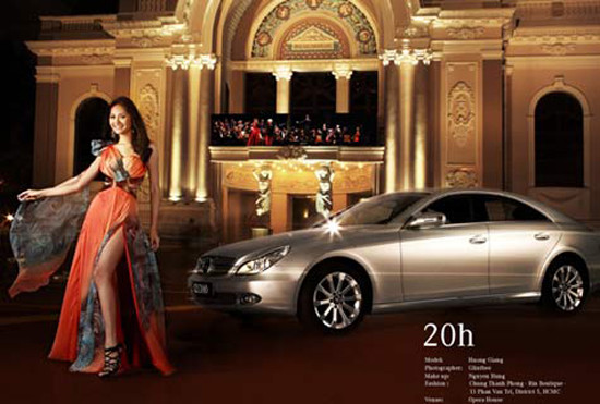 Hoa hậu Hương Giang khoe vẻ kiều diễm bên Mercedes CLS300