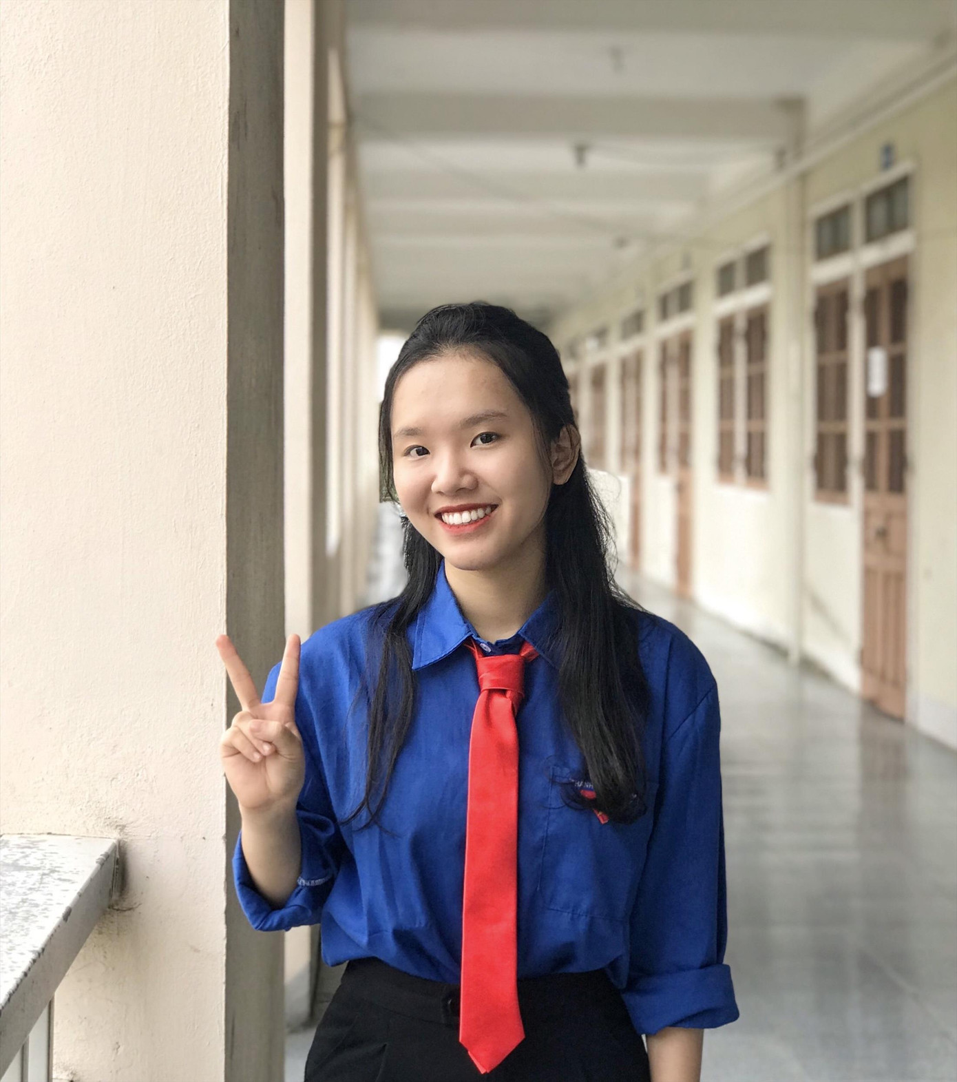 Trần Phương Lê Vy (lớp 12 Văn, Trường THPT Chuyên Hà Tĩnh) là đại biểu trẻ tuổi nhất đoàn đại biểu tỉnh Hà Tĩnh tham dự Đại hội Đoàn toàn quốc lần thứ XII