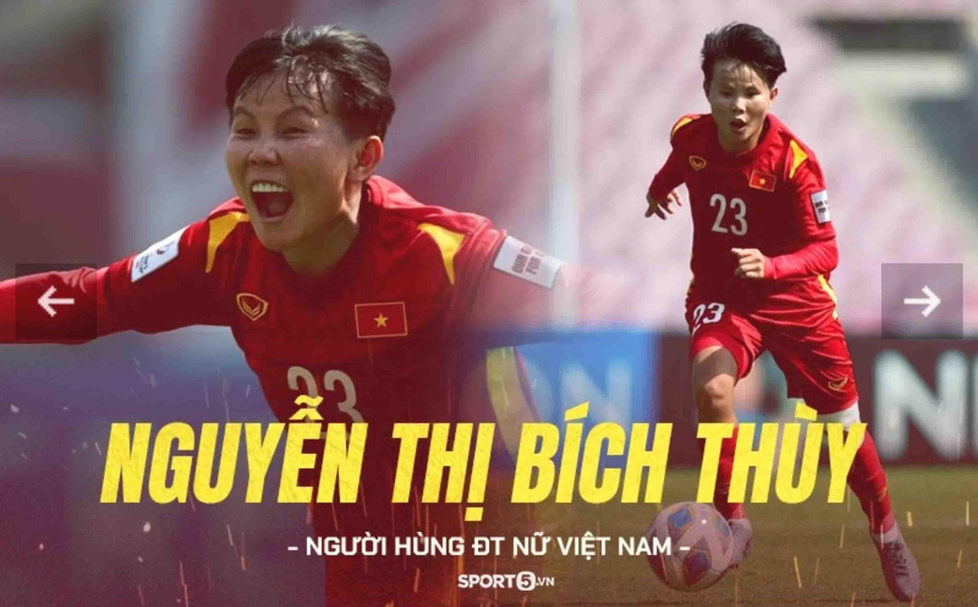 Hình bóng người cha đã khuất luôn dõi theo mỗi bước chạy của Bích Thùy (ảnh nhỏ); Tiền vệ Nguyễn Thị Bích Thùy (ảnh lớn)