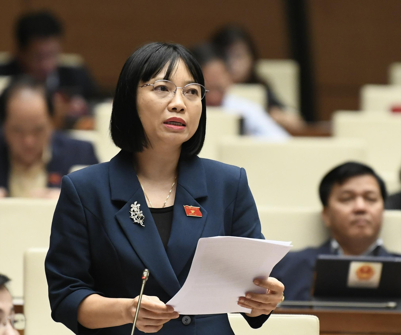 ĐBQH Nguyễn Thị Việt Nga (đoàn Hải Dương) phát biểu tại phiên thảo luận Ảnh: Như Ý