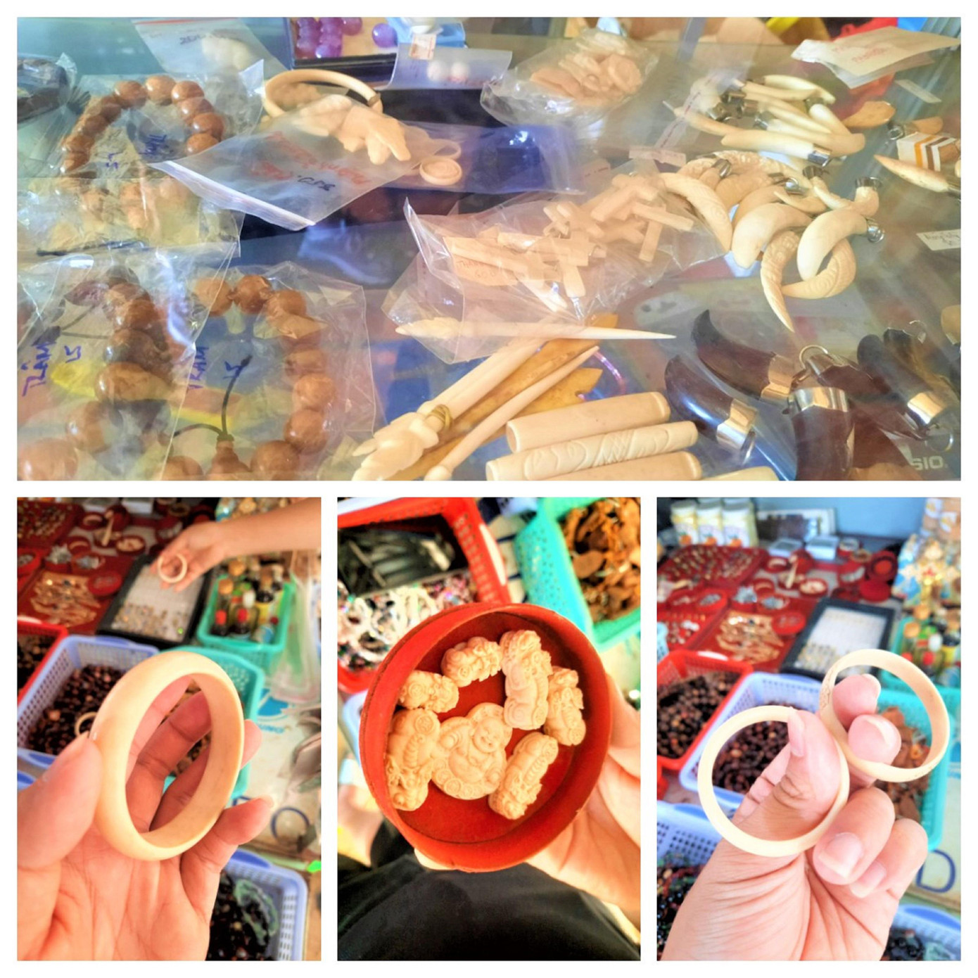 Các sản phẩm được giới thiệu là ngà voi bán tại Gia Lai, Kon Tum