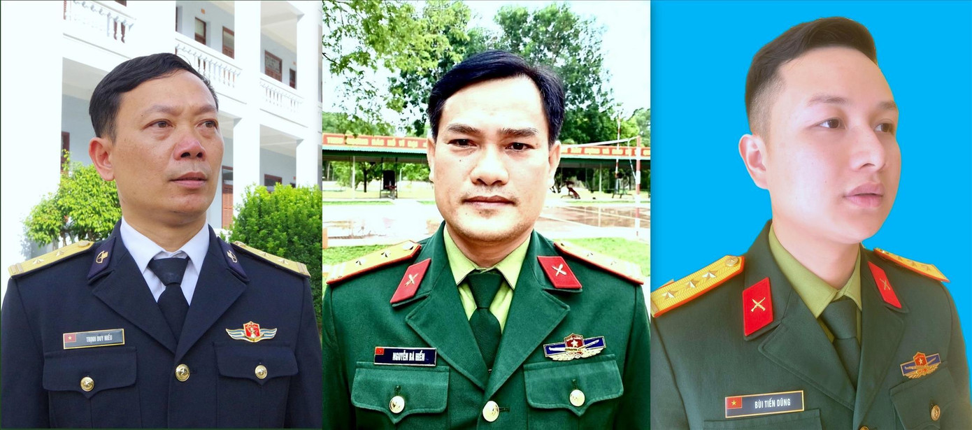 Trung tá Trịnh Duy Hiếu, Trung tá Nguyễn Bá Hiển và Thượng úy Bùi Tiến Dũng (lần lượt từ trái qua phải)