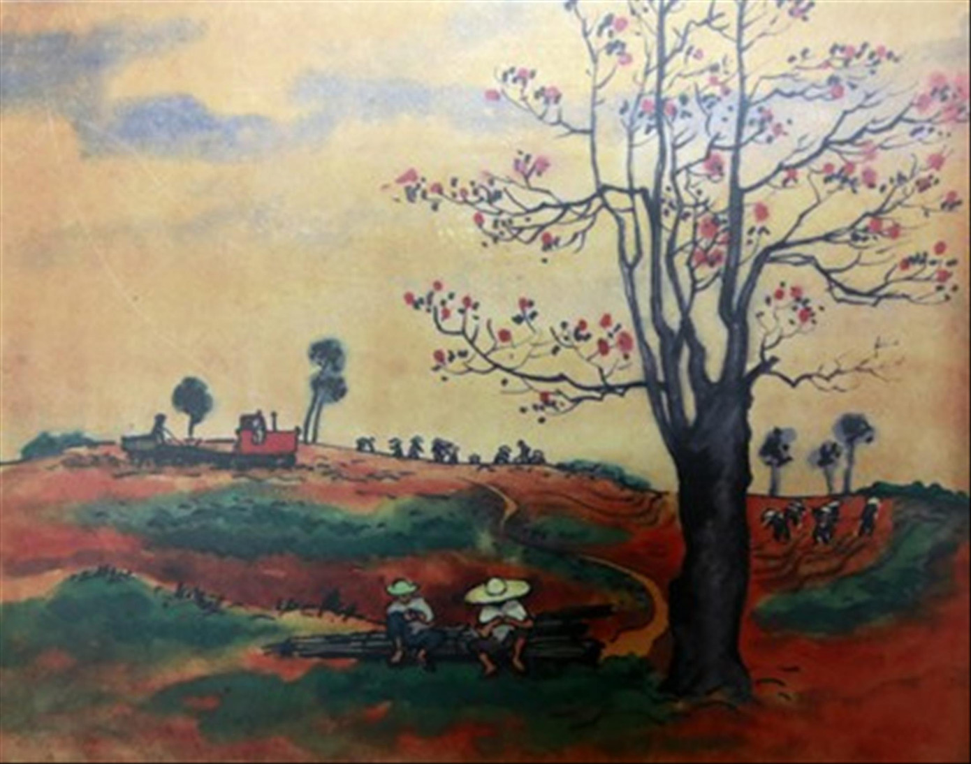 Tác phẩm Mùa hoa gạo, Khu kinh tế thanh niên (ngày 4/4/1972, hý họa bút sắt và thuốc nước)