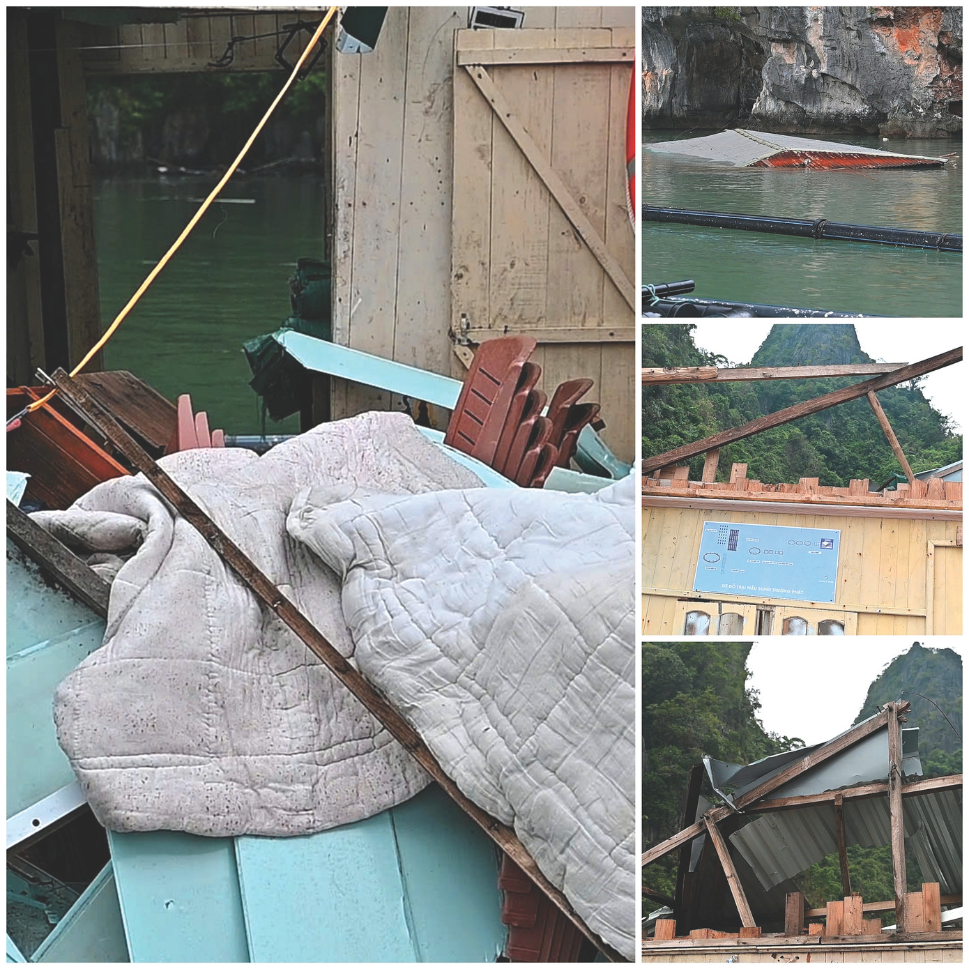 Cơ ngơi hoành tráng của "vua” rong trên vịnh Bái Tử Long bị bão Yagi phá nát Cơ ngơi hoành tráng của "vua” rong trên vịnh Bái Tử Long bị bão Yagi phá nát