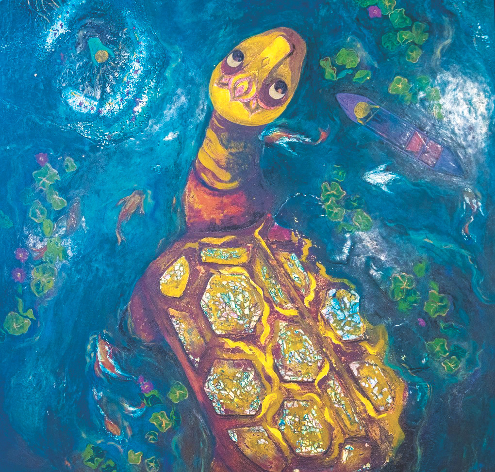 Tranh Mùa nước nổi ở miền Tây là một trong những tác phẩm kích thước lớn của họa sĩ Chu Quang