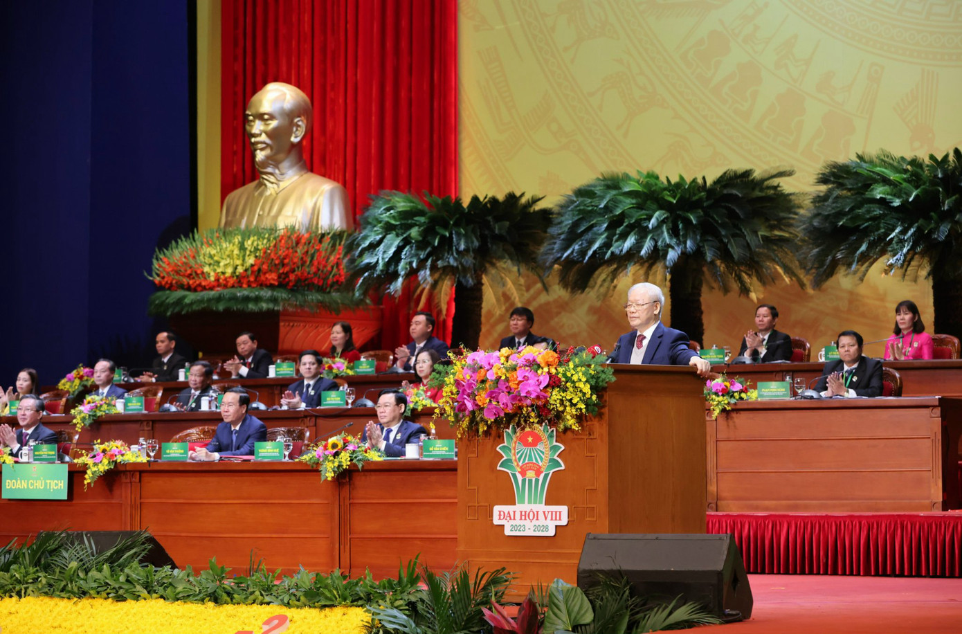 Tổng Bí thư Nguyễn Phú Trọng dự Đại hội Hội Nông dân Việt Nam lần thứ VIII, sáng 26/12/2023. Ảnh: Quang Phúc