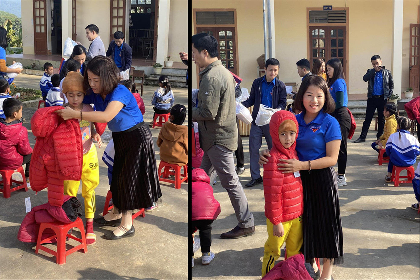 Chị Châu Anh đã vận động, quyên góp và trao tặng hơn 500 chiếc áo ấm cho học sinh nghèo trong chương trình “Đông ấm cho em ở miền sơn cước”. Chị Châu Anh đã vận động, quyên góp và trao tặng hơn 500 chiếc áo ấm cho học sinh nghèo trong chương trình “Đông ấm cho em ở miền sơn cước”.