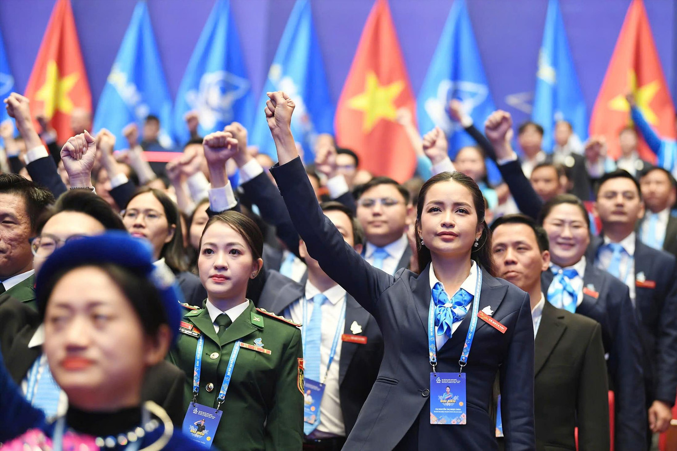 Khí thế sôi nổi, tràn đầy quyết tâm của thệ hệ trẻ tại Đại hội đại biểu toàn quốc Hội LHTN Việt Nam lần thứ IX, nhiệm kỳ 2024-2029. Ảnh: Dương Triều