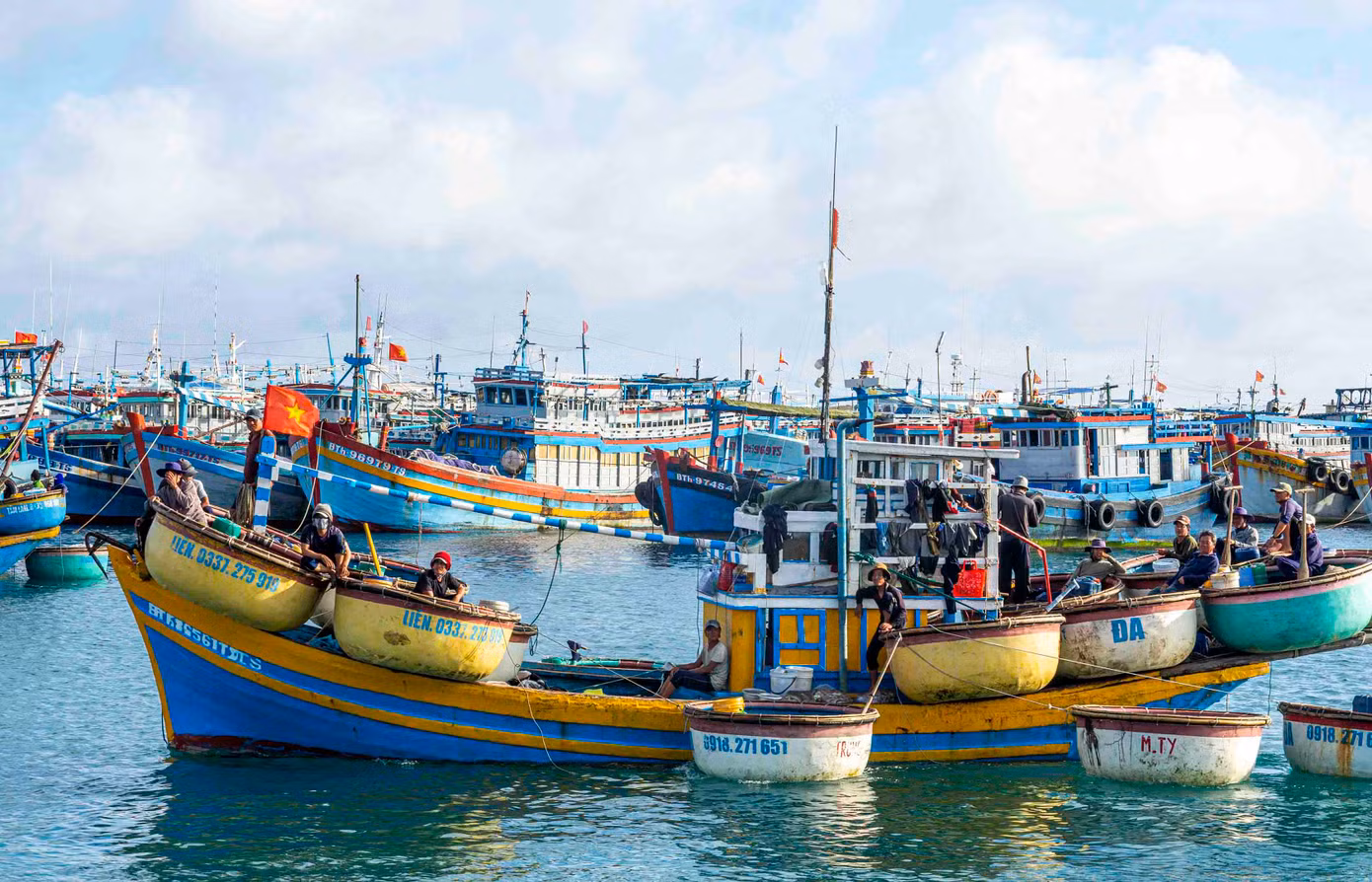 Tàu đánh cá của ngư dân đảo Phú Quý. Ảnh: Văn Chương