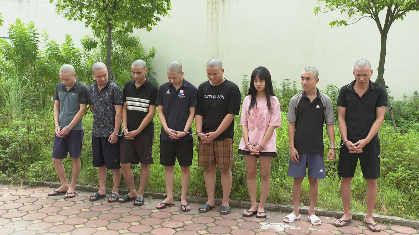 Nhóm đối tượng bị bắt giữ. Ảnh Công an cung cấp. Nhóm đối tượng bị bắt giữ. Ảnh Công an cung cấp.