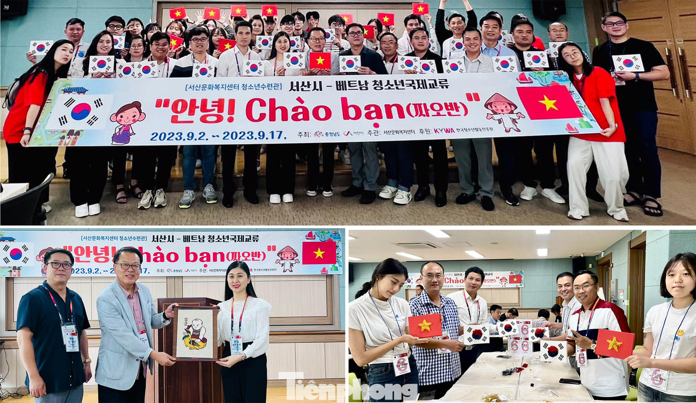 Đoàn đại biểu thăm và giao lưu tại Trung tâm phúc lợi Thanh thiếu niên thành phố Seosan. Ảnh: BTC