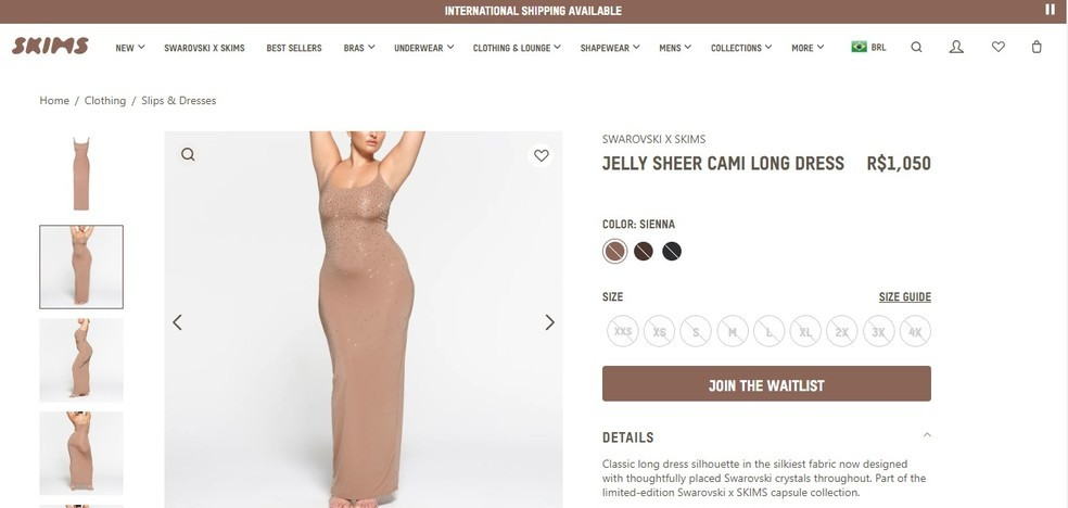 Mẫu váy nhanh chóng cháy hàng trên website Skims. Mẫu váy nhanh chóng cháy hàng trên website Skims.