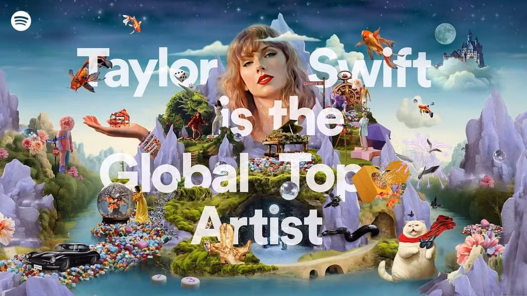 Spotify đăng hình chúc mừng thành công mới Taylor Swift. Spotify đăng hình chúc mừng thành công mới Taylor Swift.