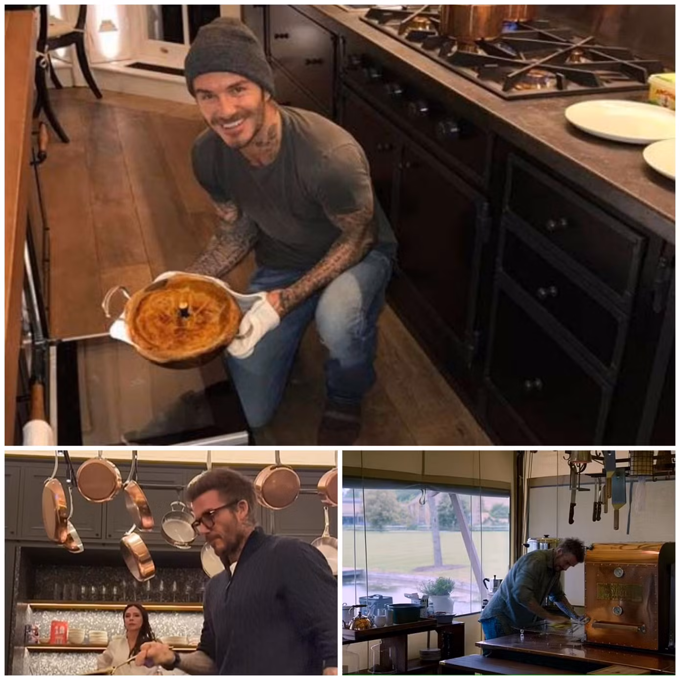 Beckham chuẩn "chồng nhà người ta" khi thường xuyên vào bếp nấu ăn cho cả nhà.
