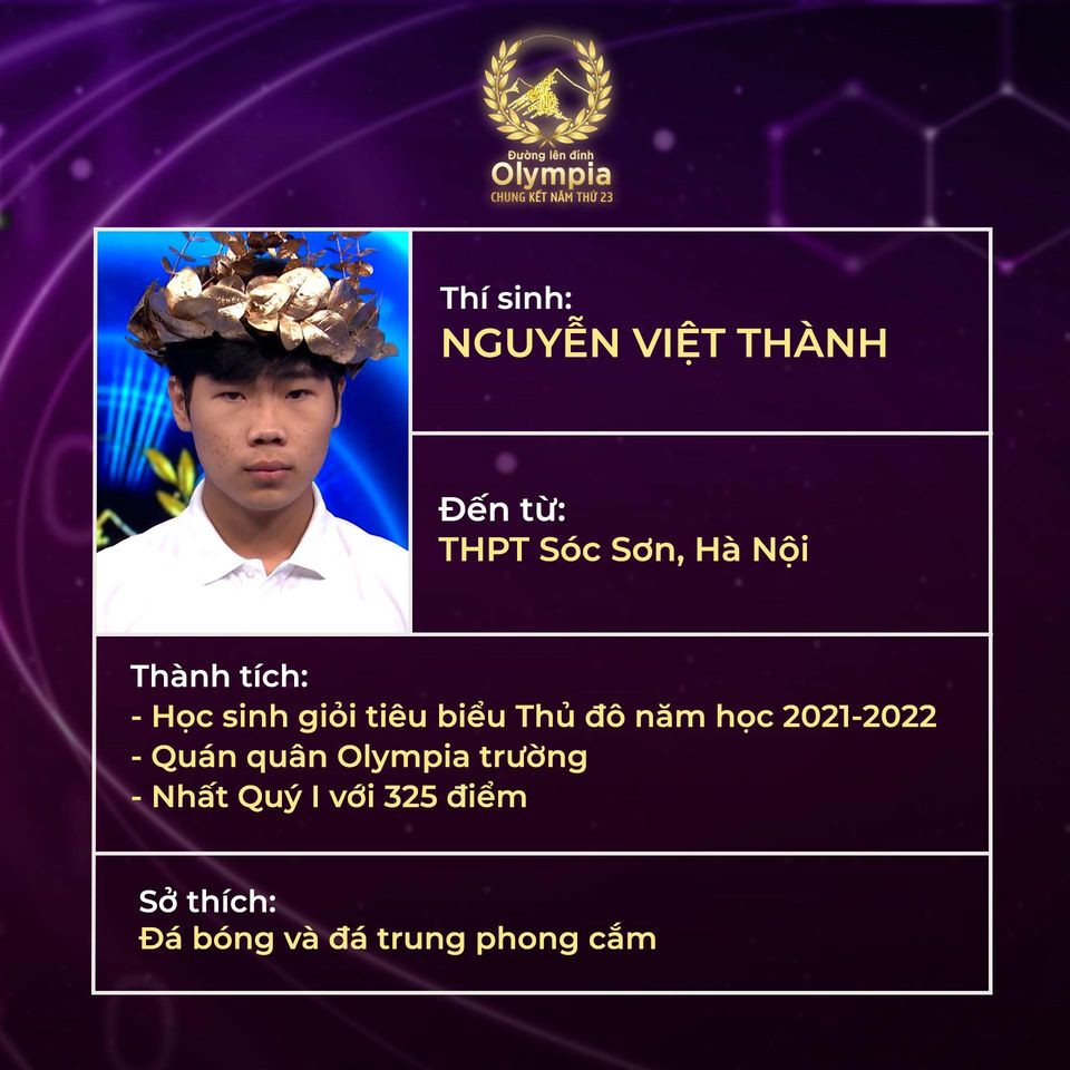 Việt Thành có khoảng 10 tháng để ôn tập và chuẩn bị cho trận Chung kết năm sắp tới. Ảnh: Fanpage Đường Lên Đỉnh Olympia Việt Thành có khoảng 10 tháng để ôn tập và chuẩn bị cho trận Chung kết năm sắp tới. Ảnh: Fanpage Đường Lên Đỉnh Olympia