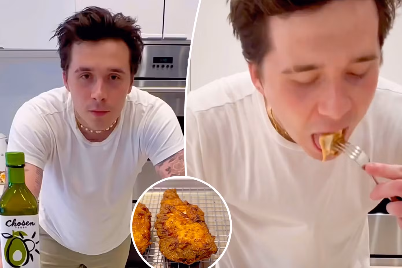 Brooklyn Beckham rán gà với loại dầu bơ đắt đỏ.