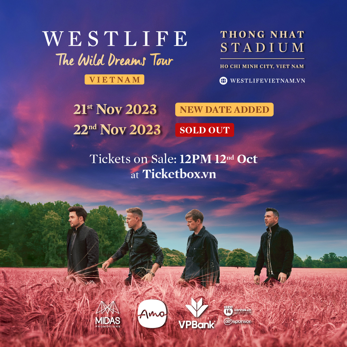 Westlife tổ chức thêm đêm diễn mới vào ngày 21/11 tại TP. Hồ Chí Minh. Westlife tổ chức thêm đêm diễn mới vào ngày 21/11 tại TP. Hồ Chí Minh.