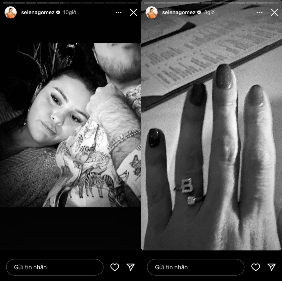 Selena Gomez khoe hình bạn trai mới và cả nhẫn mới trên Instagram. Selena Gomez khoe hình bạn trai mới và cả nhẫn mới trên Instagram.