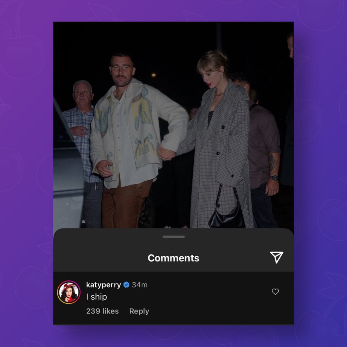 Katy Perry thể hiện sự ủng hộ với cặp đôi Taylor Swift và Travis Kelce. Katy Perry thể hiện sự ủng hộ với cặp đôi Taylor Swift và Travis Kelce.