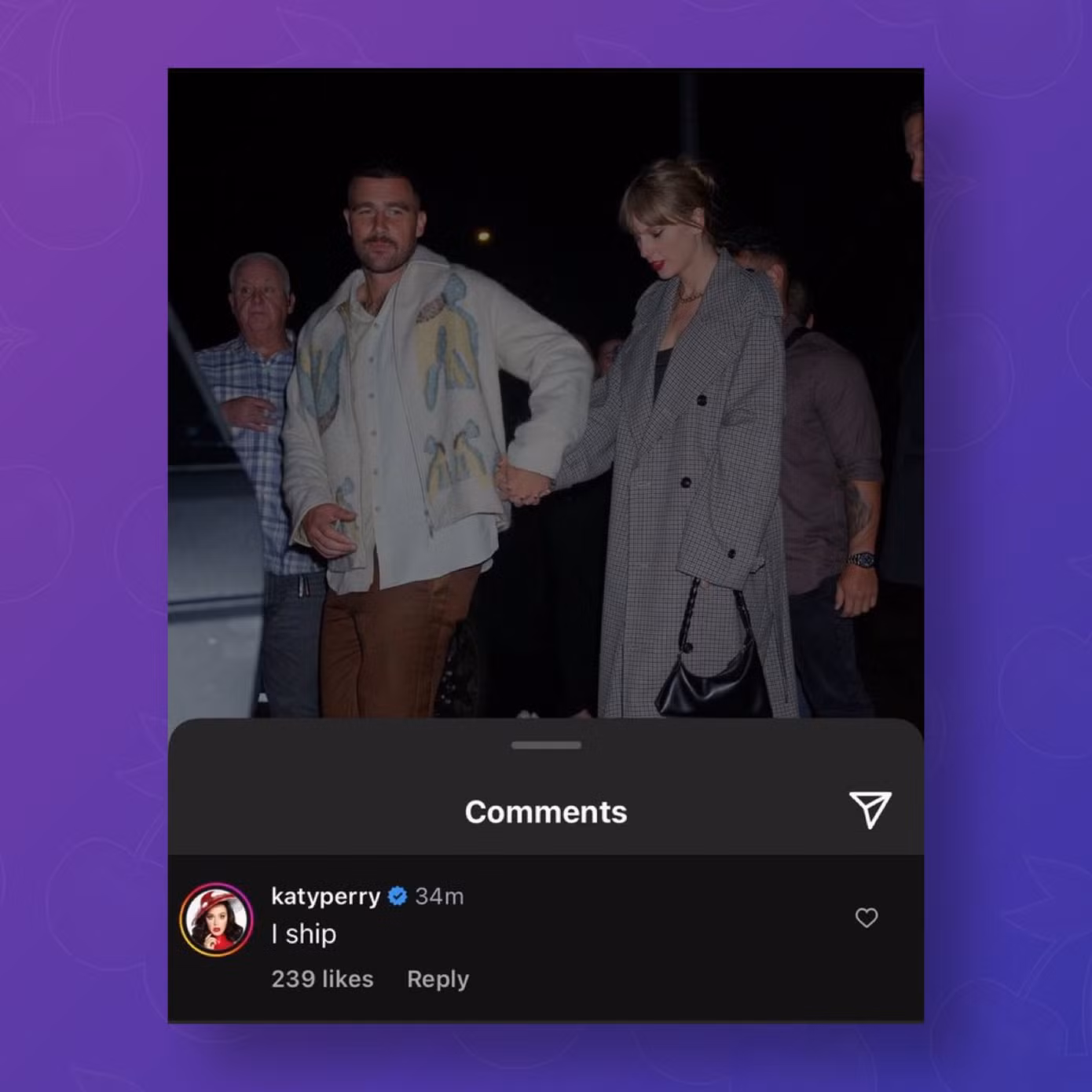 Katy Perry thể hiện sự ủng hộ với cặp đôi Taylor Swift và Travis Kelce. Katy Perry thể hiện sự ủng hộ với cặp đôi Taylor Swift và Travis Kelce.