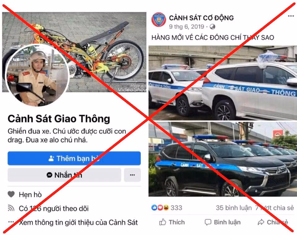 Một số trang mạng xã hội sử dụng trái phép hình ảnh, biểu tượng của lực lượng Công an nhân dân để thực hiện hành vi vi phạm pháp luật.