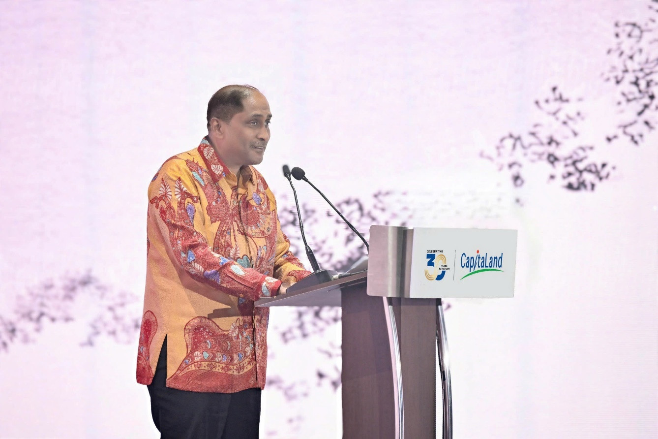 Ông Jaya Ratnam, Đại sứ Singapore tại Việt Nam, phát biểu tại tiệc tri ân.