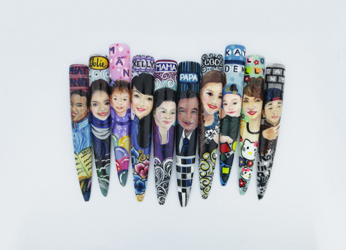 Bộ sưu tập chân dung 3D trên những chiếc móng do Pang Mỹ Nguyên thực hiện - Ảnh: Nhân vật cung cấp. Bộ sưu tập chân dung 3D trên những chiếc móng do Pang Mỹ Nguyên thực hiện - Ảnh: Nhân vật cung cấp