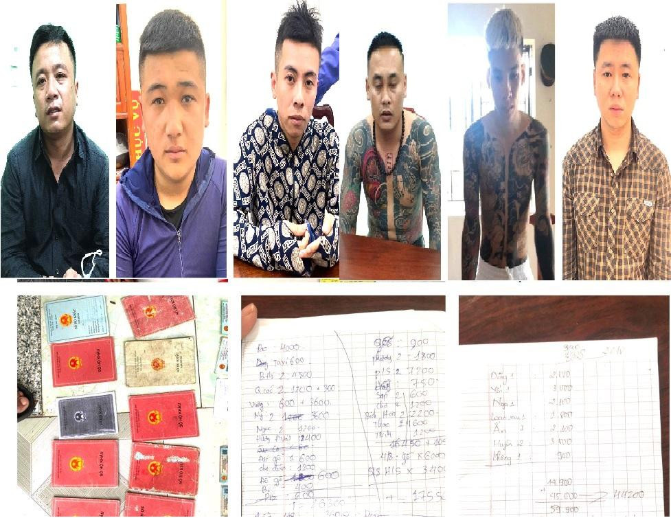 Các đối tượng bị bắt giữ cùng tang vật liên quan