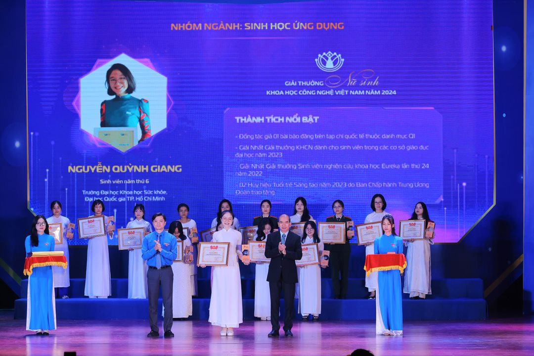 Quỳnh Giang là một trong 20 người nhận Giải thưởng Nữ sinh Khoa học Công nghệ Việt Nam năm 2024. (Ảnh: NVCC) Quỳnh Giang là một trong 20 người nhận Giải thưởng Nữ sinh Khoa học Công nghệ Việt Nam năm 2024. (Ảnh: NVCC)