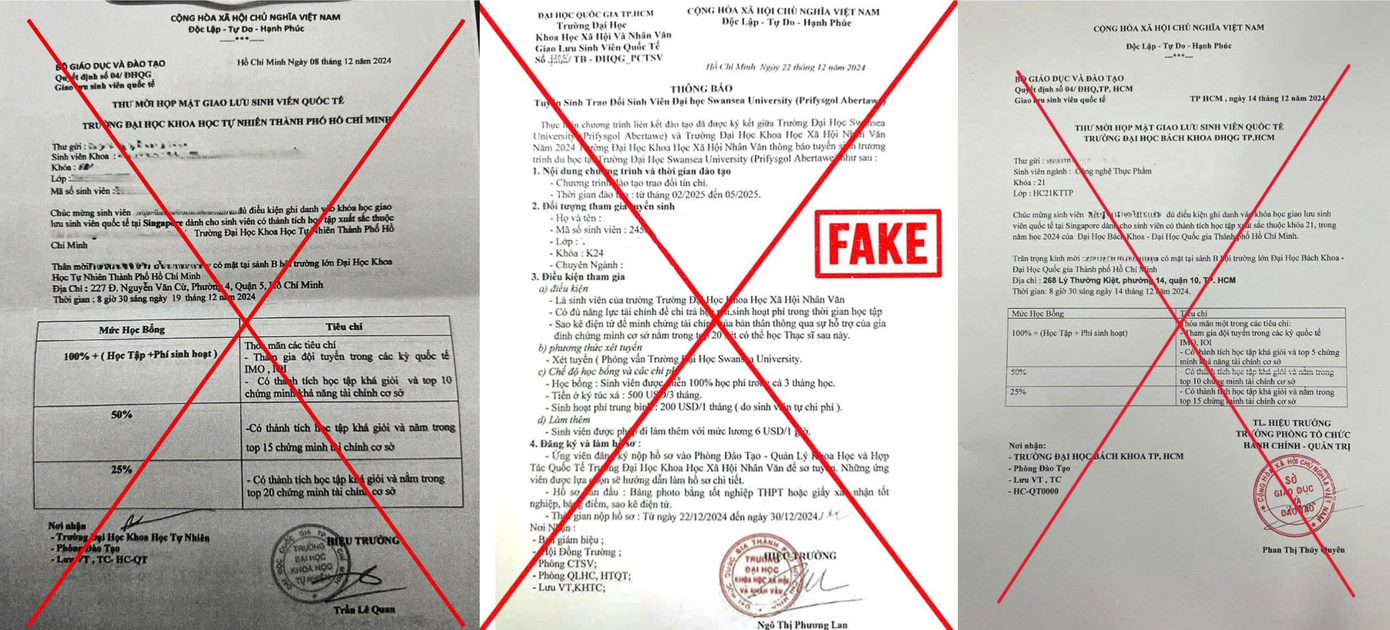 Nhiều văn bản giả mạo được các đối tượng lừa đảo gửi đến sinh viên. Nhiều văn bản giả mạo được các đối tượng lừa đảo gửi đến sinh viên.