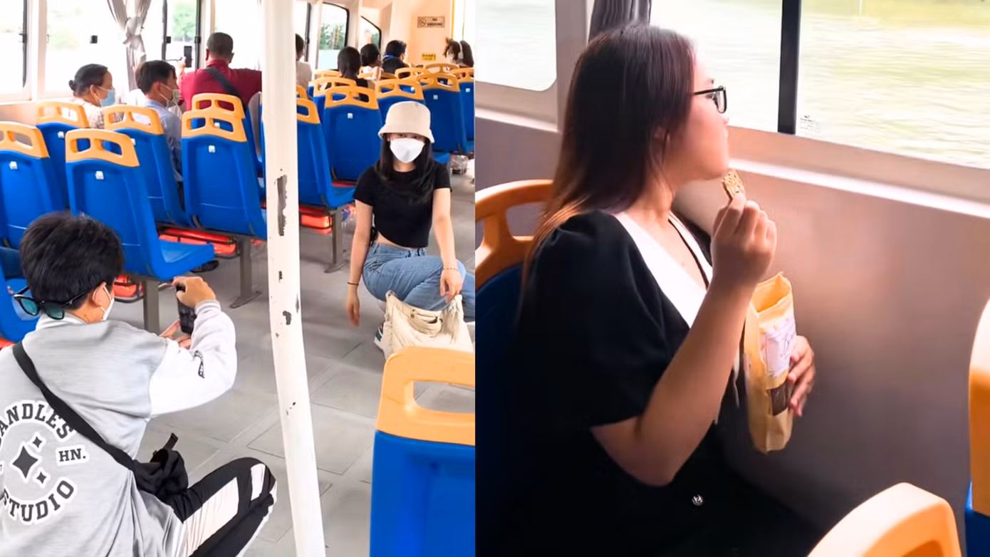 Bên cạnh đó, nhiều bạn trẻ chọn xe buýt sông làm phương tiện để khám phá thành phố.