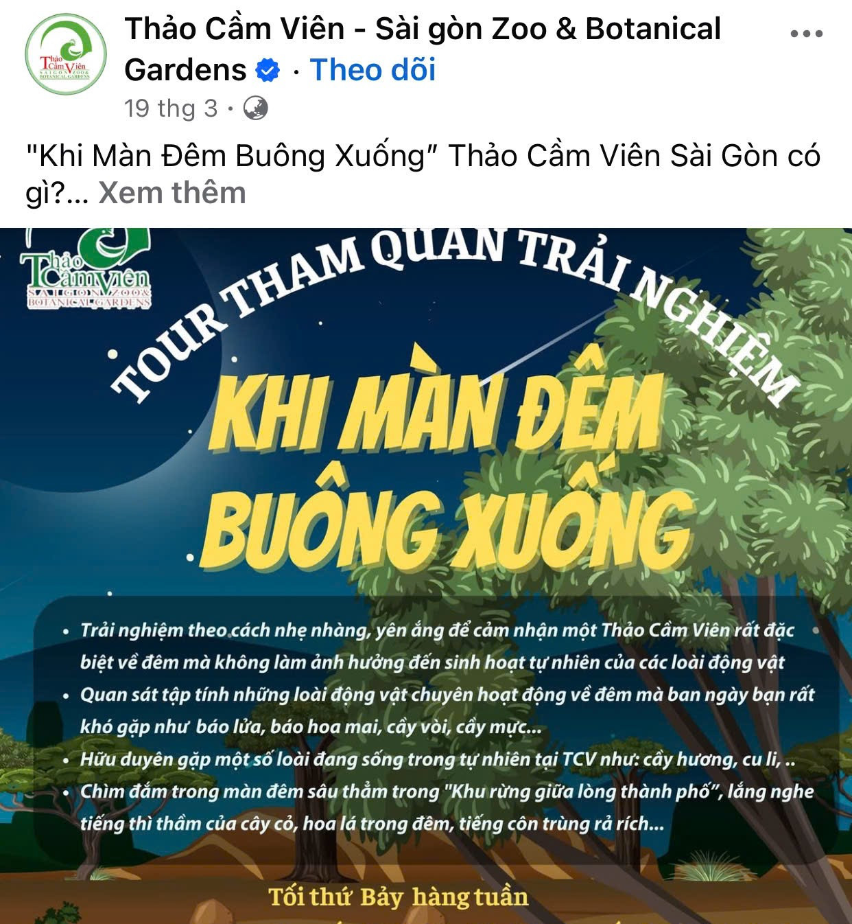 Tour ngắm thú đêm đang tạo 'cơn sốt' trên mạng xã hội. Tour ngắm thú đêm đang tạo 'cơn sốt' trên mạng xã hội.