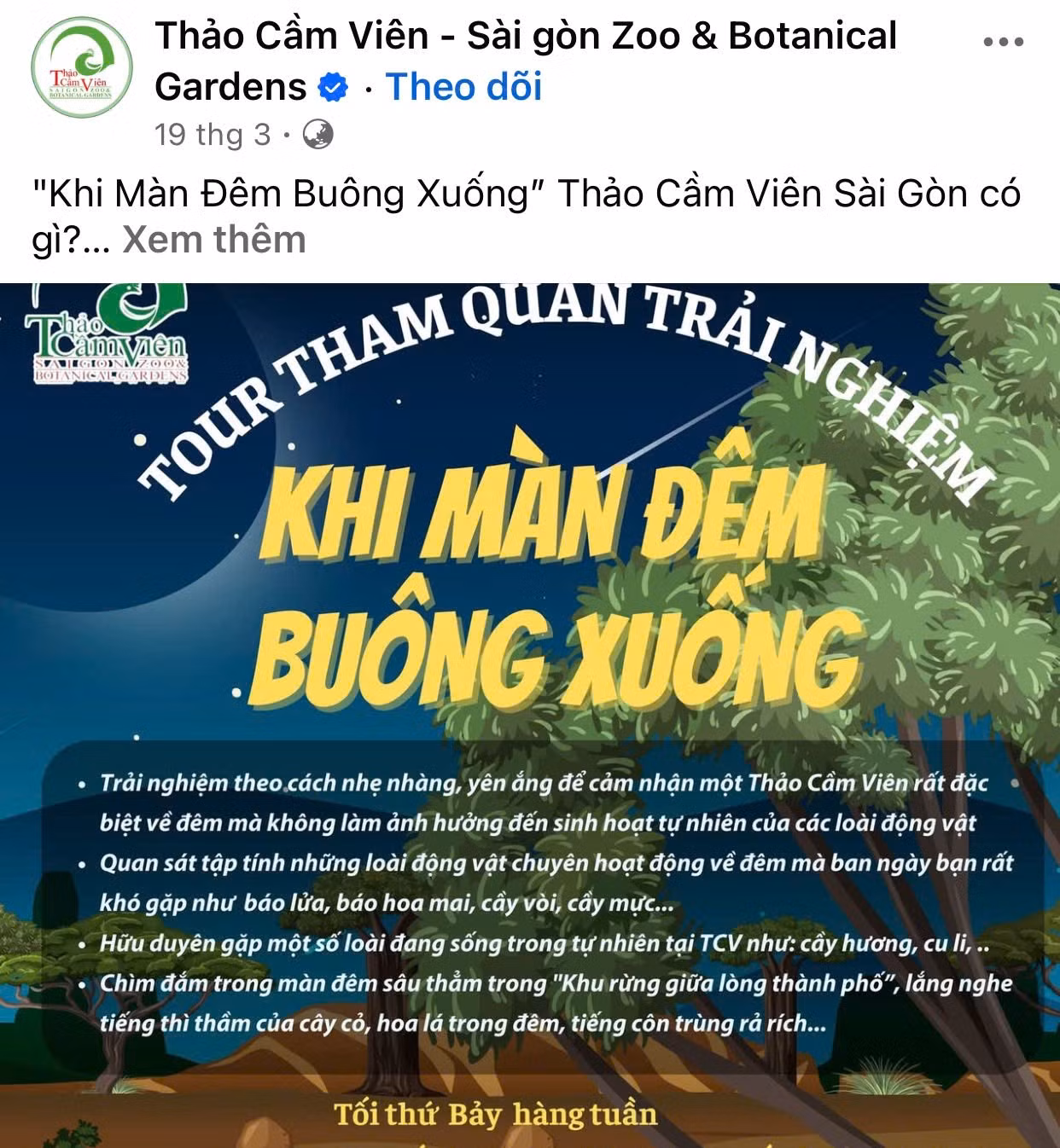 Tour ngắm thú đêm đang tạo 'cơn sốt' trên mạng xã hội.