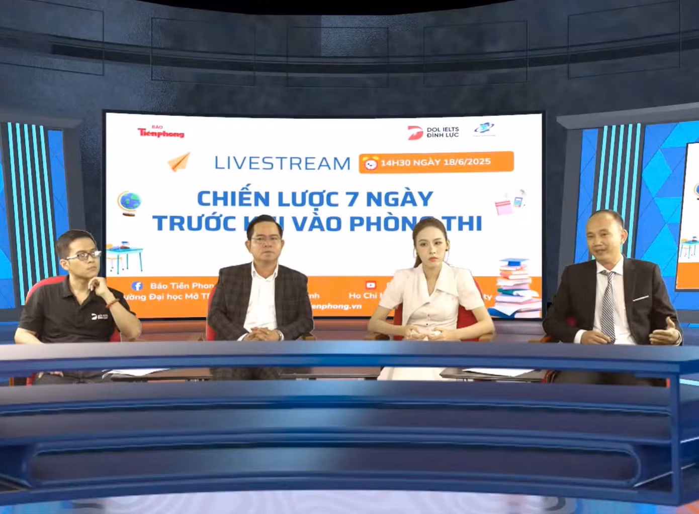 Ông Đỗ Trí Nhân (ngoài cùng, bên phải) chia sẻ tại buổi Livetream do báo Tiền Phong tổ chức.