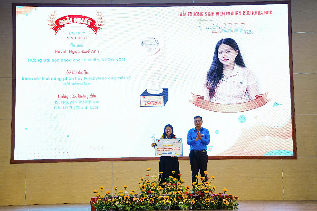 Dự án của Quế Anh giành giải Nhất lĩnh vực Sinh học tại Giải thưởng Sinh viên nghiên cứu khoa học Euréka lần thứ 26. Dự án của Quế Anh giành giải Nhất lĩnh vực Sinh học tại Giải thưởng Sinh viên nghiên cứu khoa học Euréka lần thứ 26.