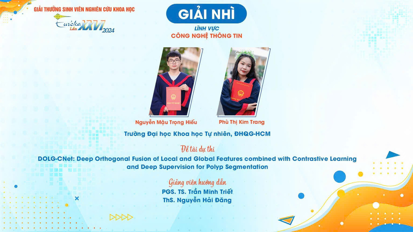 Dự án giành giải Nhì tại Giải thưởng sinh viên nghiên cứu khoa học Euréka 2024.