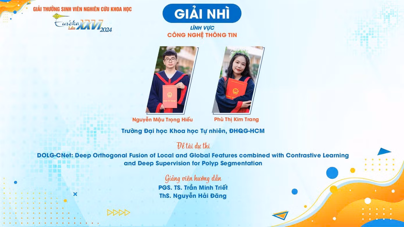 Dự án giành giải Nhì tại Giải thưởng sinh viên nghiên cứu khoa học Euréka 2024.