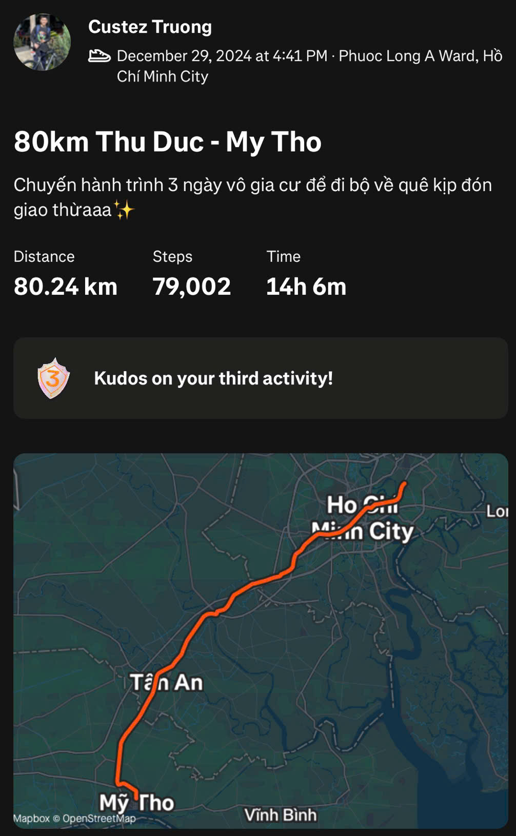 Hành trình vừa đạp xe, vừa đi bộ của Phúc.